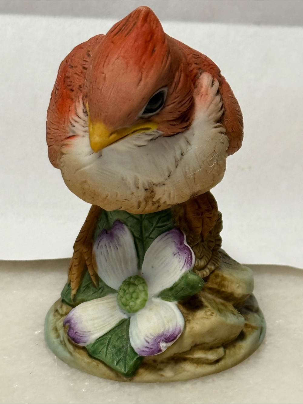 Vintage Andrea By Sadek Baby Cardinal 6350 Porcelain Bird Figurine Japan Dogwood